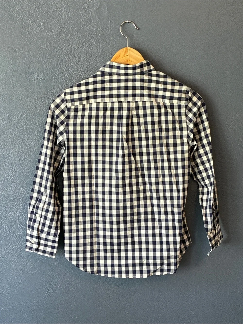 J. Crew Crewcuts Boys' Navy White Gingham Button Down Collared Shirt NWT 8